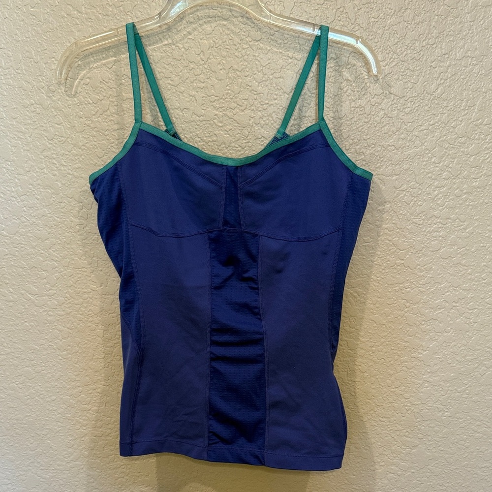 The North Face Women's Blue and Green Spaghetti Strap Top with Built in Bra